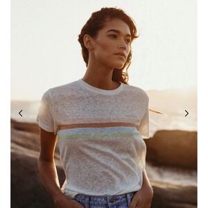 Rip Curl‎ Striped T Shirt Kids Girls Cream Casual Beach Summer Tee Top
